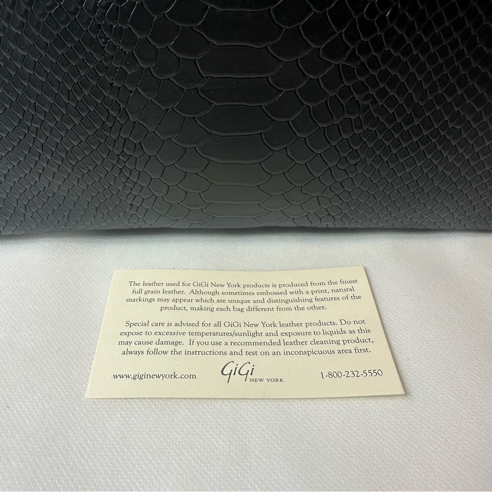 NEW GIGI NEW YORK TEDDIE LEATHER PYTHON EMBOSSED BLACK TOTE - Picture 7 of 12
